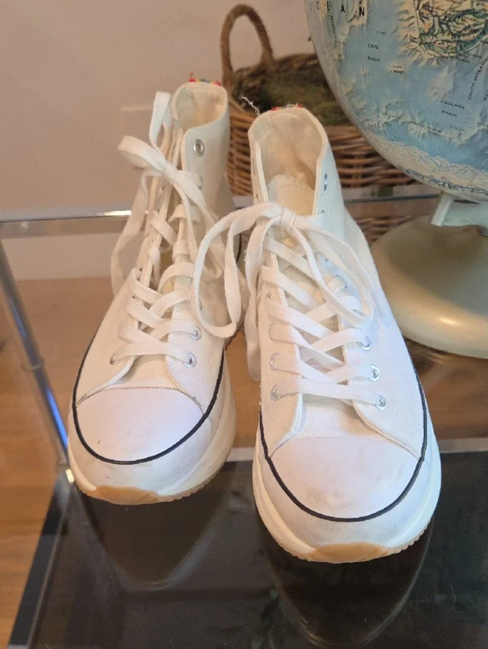 Madden Girl White High-Top Platform Sneakers with Black Trim